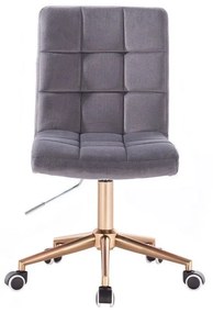 LuxuryForm DESIGN Stolička TOLEDO VELUR na zlatej podstave s kolieskami - tmavo šedá