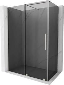 Mexen Velar, sprchový kút s posuvnými dverami 160 x 90 cm, 8mm šedé sklo, brúsená oceľ, 871-160-090-41-97