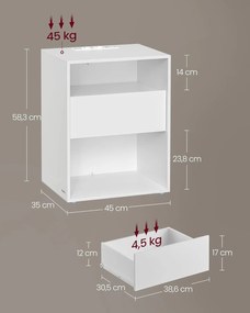 Nočný stolík 2 kusy so zabudovanou nabíjacou funkciou, matná biela