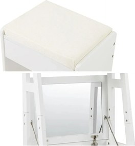 Úzky toaletný stolík s 2 policami a stoličkou, 60 x 40 x 180 cm