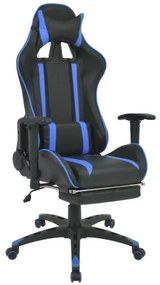 vidaXL Sklápacie kancelárske kreslo s podnožkou, pretekársky dizajn, modré-