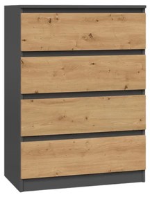 Komoda Musecalo 2 (antracit + dub artisan). Akcia -23%. Vlastná spoľahlivá doprava až k Vám domov. 1132787