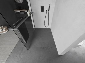 Mexen Kioto+ L, sprchová zástena Walk-In s poličkou a vešiakom 80 x 200 cm, 8mm číre sklo, grafitový profil, 800-080-123-66-00