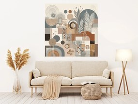 Boho abstrakt textilná samolepiaca nálepka na stenu šírka 45 cm