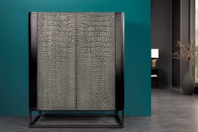 Luxusná vysoká komoda z masívu Croco Mango čierna 100cm
