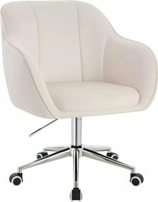 LuxuryForm DESIGN Stolička AVOLA VELUR na striebornej podstave s kolieskami - biela