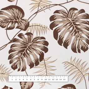 Biante Bavlnený štvorcový obrus Sandra SA-498 Hnedé listy monstery na bielom 60x60 cm