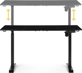Elektrický nastaviteľný stôl 140 x 70 cm, nastaviteľná výška 76-121cm, čierny