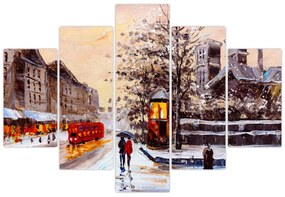 Obraz - Maľba zimného mesta (150x105 cm)