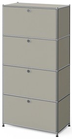 Vysoký kovový regál »CN3« so 4 priehradkami, svetlosivý