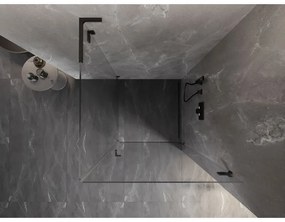 Mexen Lunar-B L pravý výklopný sprchový kút 80 x 80 cm, číre sklo, čierna matná, 832L-080-080-70-00-P