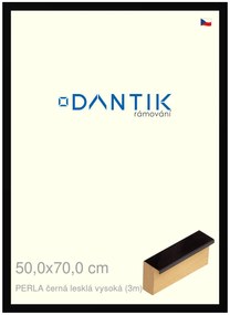 DANTIK rám na obraz 50x70 | PERLA černá lesklá vysoká (Plexi Čiré)