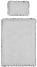 Bellamy Ľanový set prikrývky a vankúša do postieľky s výplňou STONE GRAY, veľ. S