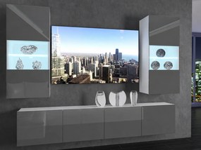 Obývacia stena 200 cm TV/RTV sivý lesk IMP 7/5/W/S/0/0