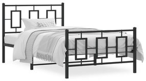Kovový rám postele s čelom a podnožkou čierny 100x190 cm 374253