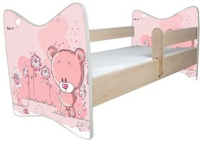 Raj posteli Detská posteľ " Ružový Medvedík " DLX dub jasný