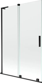 Mexen Velar L, 2-krídlová posuvná vaňová zástena 120 x 150 cm, 8mm číre sklo, čierna matná, 896-120-003-01-70