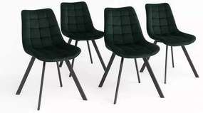 LuxuryForm DESIGN Stolička ORLEN VELUR - fľaškovo zelená - SET 4 ks