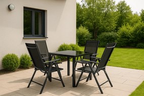 ZÁHRADNÉ KOMBO bioklimatická pergola s lamelami BestBerg BBP-9G + záhradný jedálenský set 4+1 BestBerg BBGF-62BK