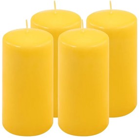 Sada stĺpových sviečok, 15 cm, Ø 7,5 cm, žltá, 4 ks