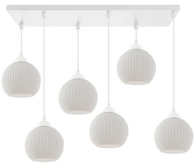 Závesné svietidlo Riffle Round, 6x biele sklenené tienidlo, w