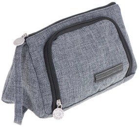 KIK Školský peračník s dvojitým vreckom vanity case sivý