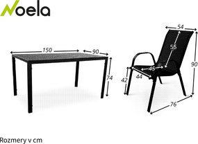 Noela Záhradný jedálenský set Viking L + 6x kovová stolička Ramada