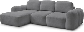 Sivá rozkladacia/s úložným priestorom rohová pohovka z textílie buklé (ľavý roh/s leňoškou) Montaigne – Bobochic Paris