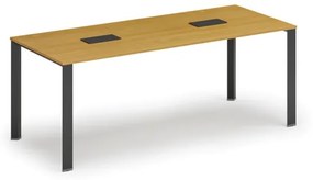 Stôl INFINITY 2000 x 900 x 750, buk + 2x stolná zásuvka TYP III, čierna
