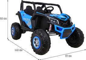 Ramiz Detská batériová bugina UTV-MX Modrá + pohon 4x4 + diaľkové ovládanie + LED audio + úložný priestor + EVA + pomalý štart