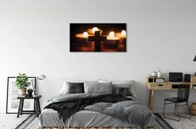 Obraz na plátne kríž sviečok 120x60 cm