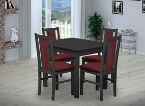 Nabytekmorava Jedálenský set Brooklyn pre 4 osoby, stôl 90x90 cm farba lamina: biela 113, čalúnenie vo farbe: SCALA svetle modrá 74