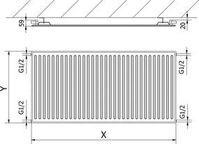 Mexen CH10 Hygienický panelový radiátor 600 x 1600 mm, bočné pripojenie, 999 W, antracitová, W410H-060-160-66