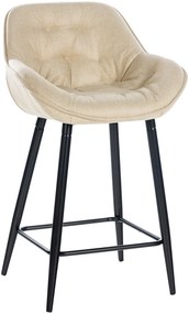 Barová stolička Gibson ~ látka, kovové nohy čierne - Krémová