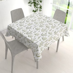 Biante Bavlnený štvorcový obrus Sandra SA-718 Zelené vňate byliniek na bielom 70x70 cm
