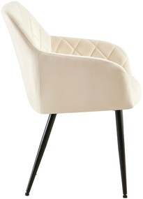 Jedálenská stolička Monett - zamat, B čierny rám - Krémová