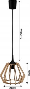Závesné stropné LED svietidlo, drevené, s háčikom