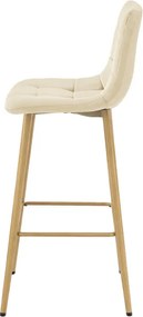 Barová stolička ARCETO zamatová, svetlobéžová / hnedá