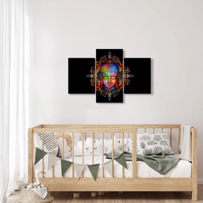 Obraz - Busta Budhu v neónových farbách (90x60 cm)