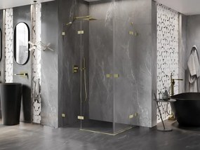 Mexen Lunar Duo, výklopný sprchový kút 120 x 100 cm, 8mm číre sklo, zlatý matný profil, 834-120L-100P-55-00