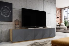 Moderný TV stolík Asha 200 cm - artisan / rivier stone mat