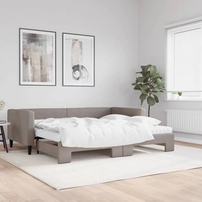 Rozkladacia denná posteľ s matracmi sivohnedá 90x200 cm látka 3196599