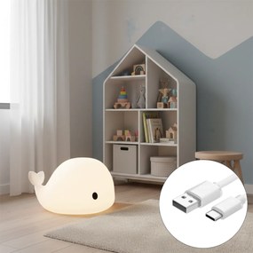 Stolná lampa biela 50 cm vrátane LED stmievateľná IP54 nabíjateľná - Baby Whale