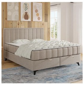 Čalúnená posteľ ALICIA 140x200 cm s matracmi, topperom a úložným priestorom, béžová