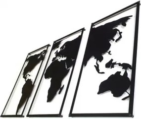WORLD MAP TRIPTYCH 3D dekorácia Čierna