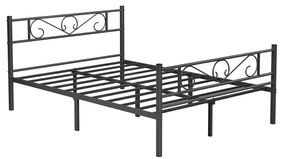 Kovový posteľový rám, 198 x 86,4 x 141,8 cm, čierny