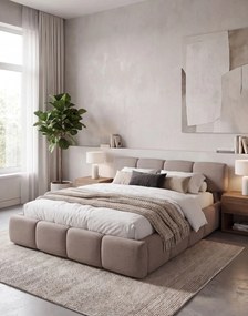 Nízka čalúnená manželská posteľ Alvaro s úložným priestorom 160x200, taupe