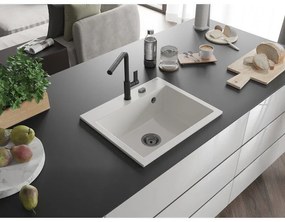 Mexen Oscar, 1-komorový granitový drez 580x490x205 mm, biela, 6519581000-20-B