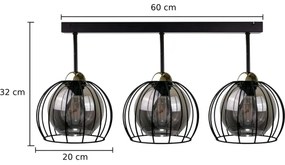 Prisadený luster SOLO BLACK 3xE27/60W/230V čierna/zlatá