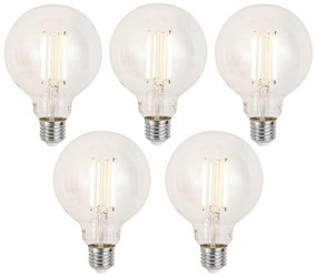 Sada 5 ks Inteligentné stmievateľné LED žiarovky E27 G95 číre 7W 806lm 2700-6500K